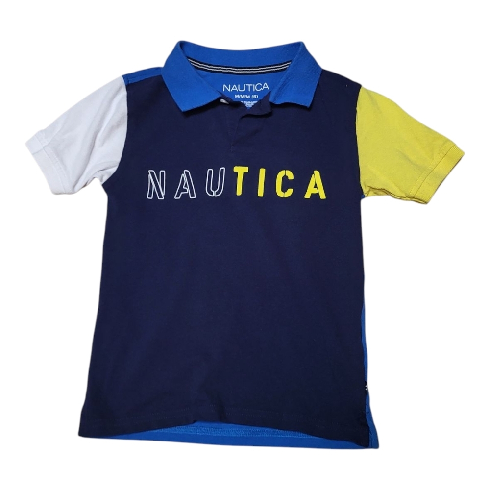 Nautica Kids Blue and Yellow Sporty Polo Shirt - Size 5 (Boy)